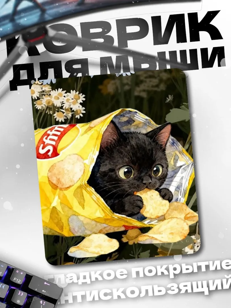 Коврик Черный кот чипсах