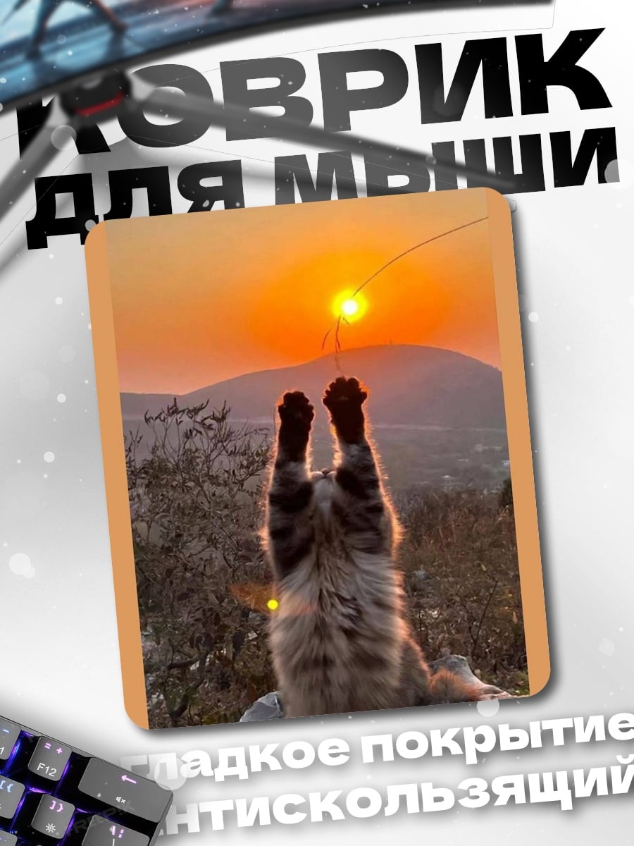 Коврик Кот ловит закат