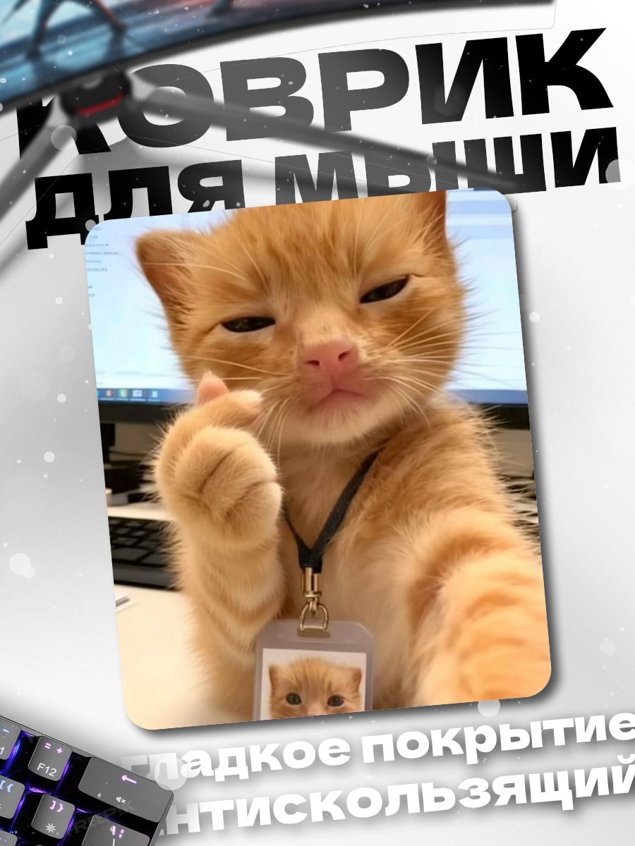 Коврик Кот с бейджем