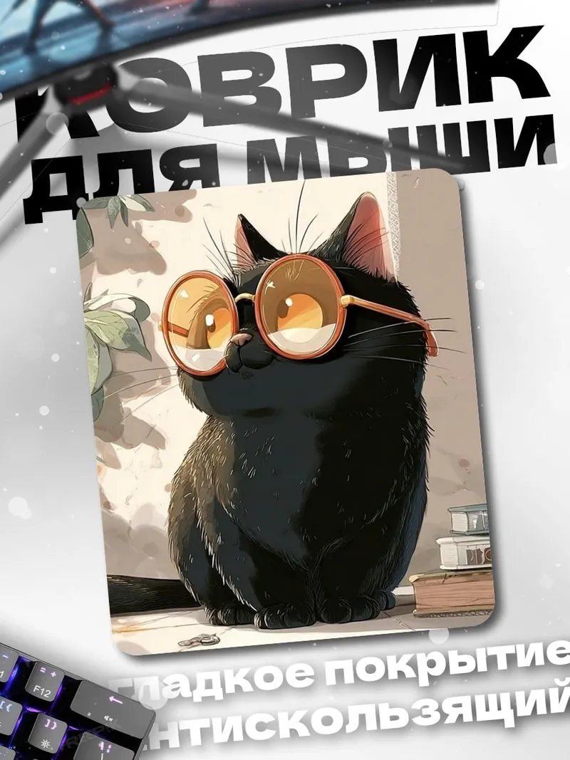 Коврик Черный кот в очках