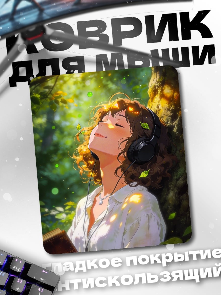 Коврик Девушка слушает музыку