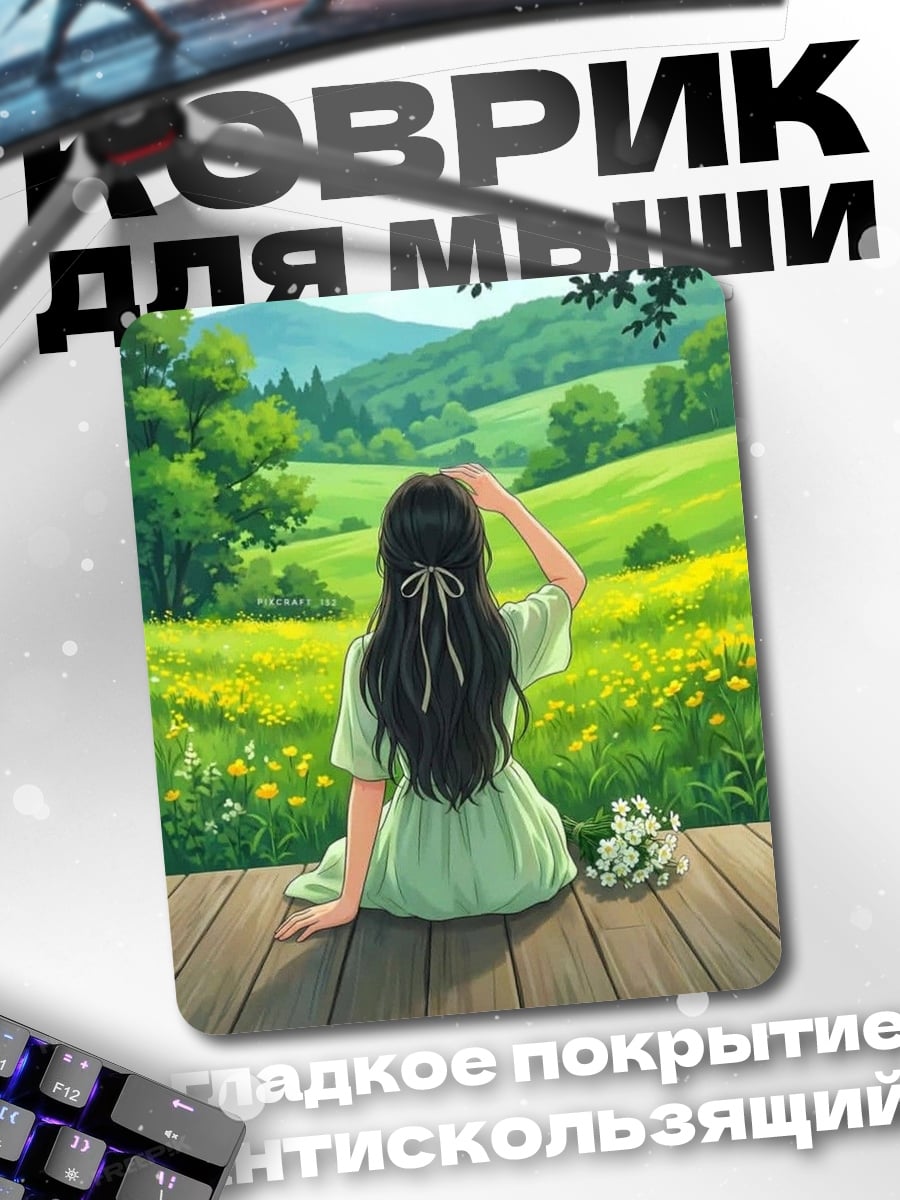 Коврик Девушка в летнем поле