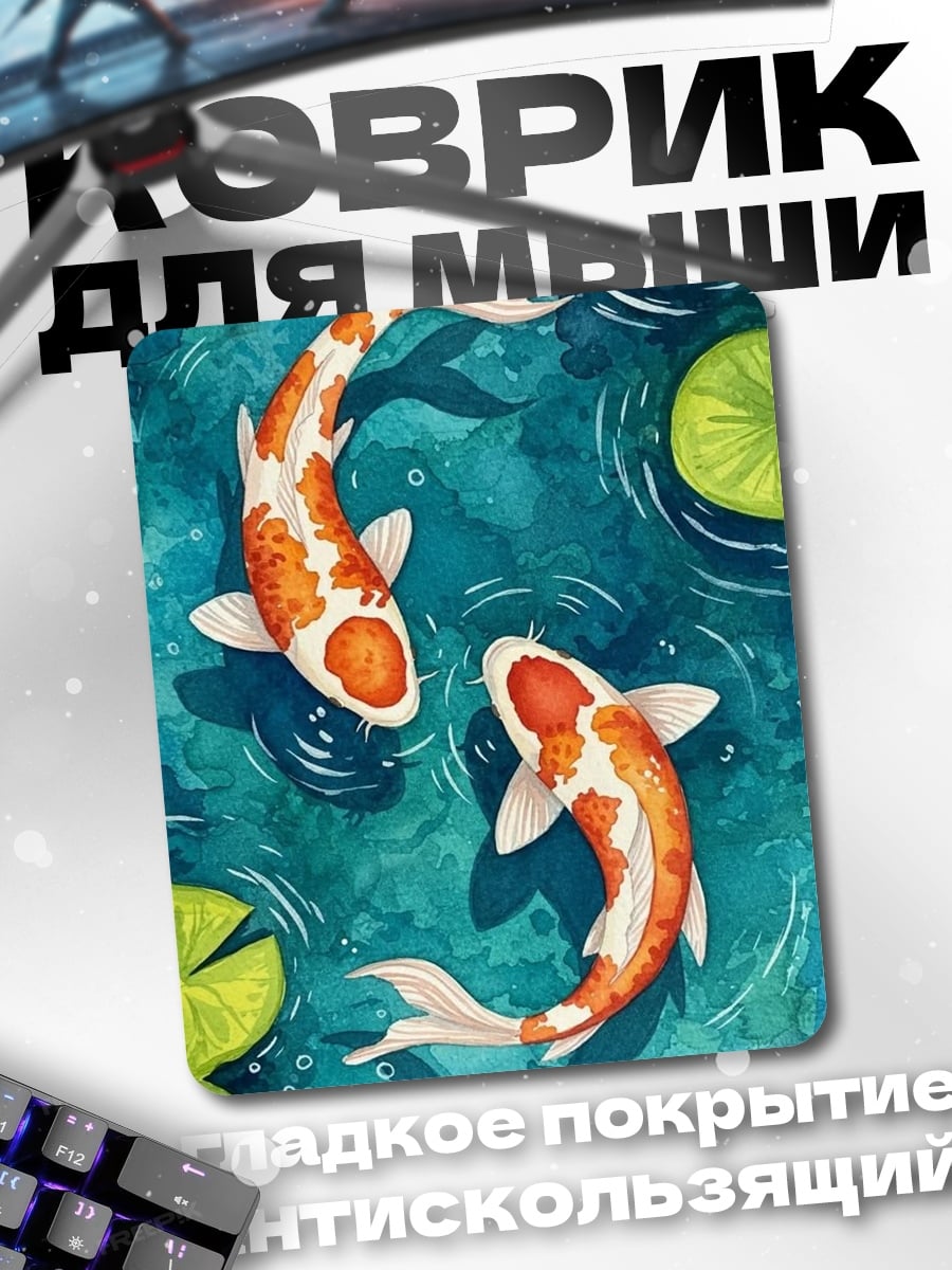 Коврик Две рыбы кои