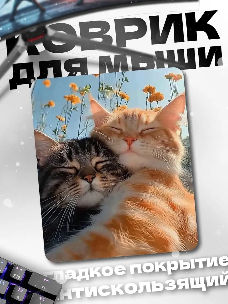 Коврик Два кота в объятиях