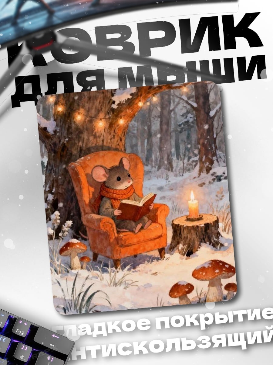 Коврик Мышонок читает книгу