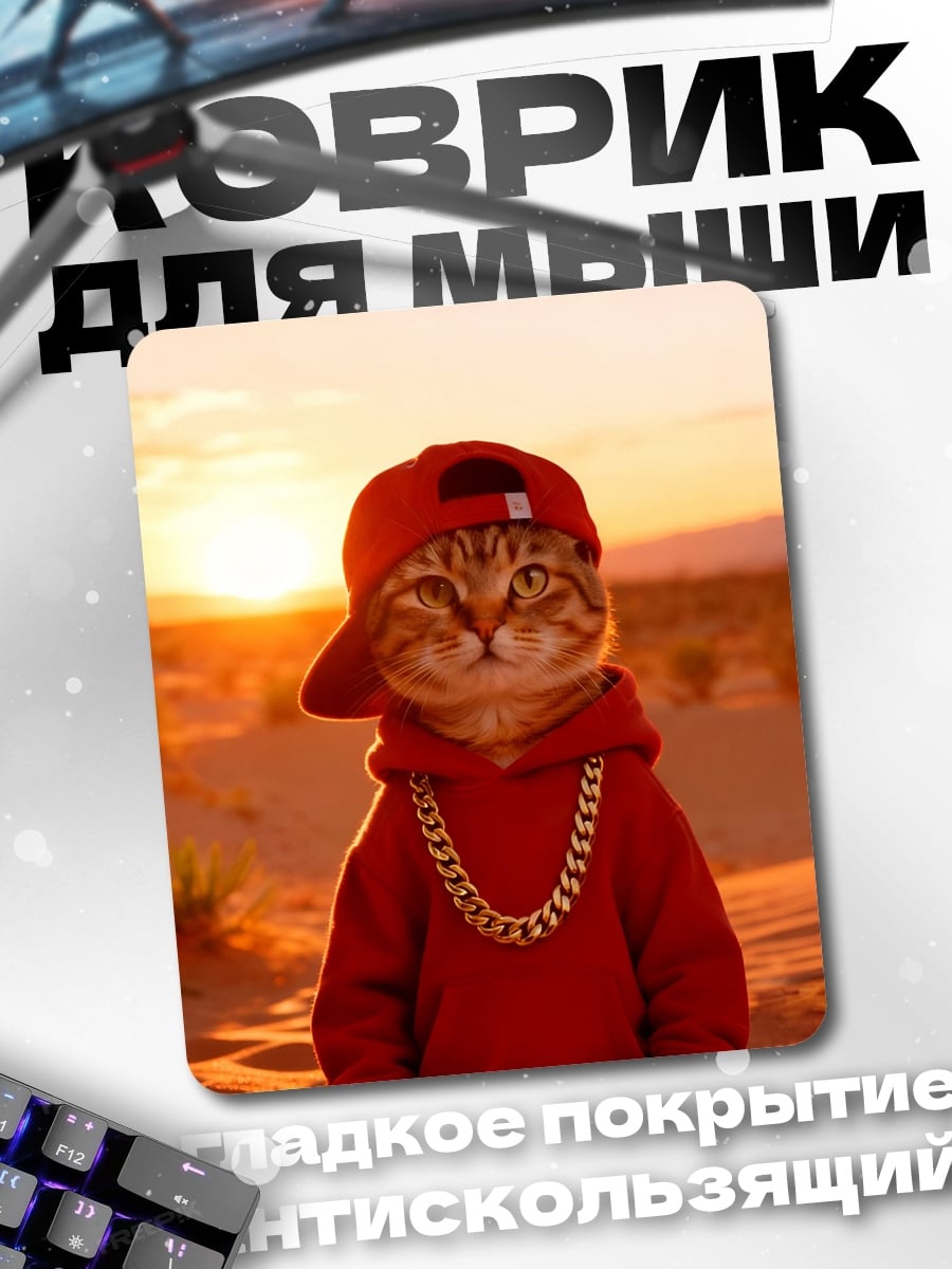 Коврик Кот рэпер