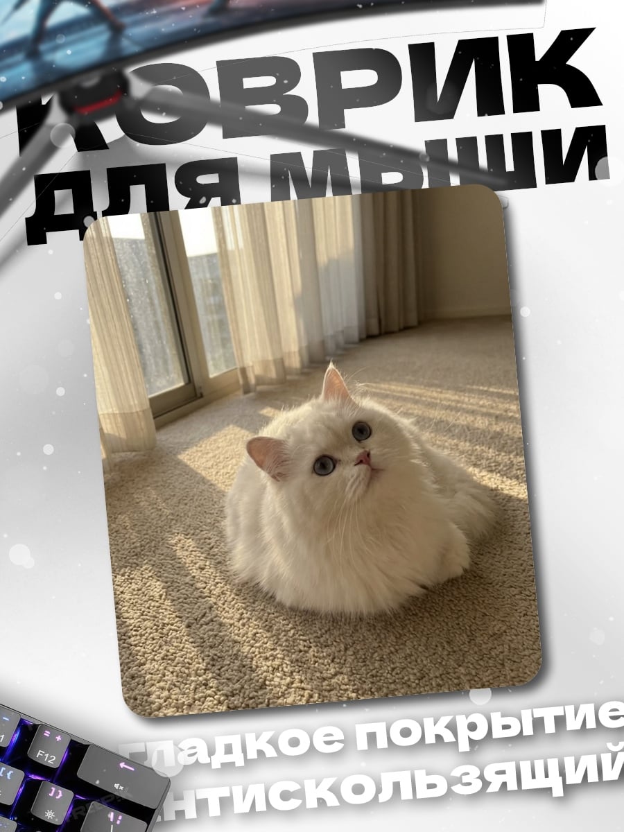 Коврик Белый кот