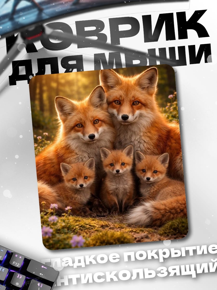 Коврик Семья лисиц
