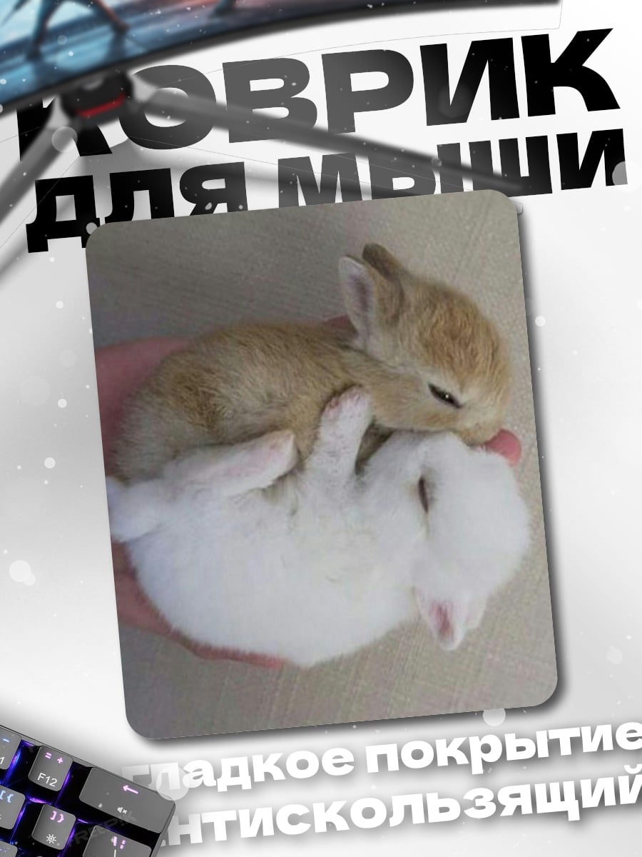 Коврик Два милых кролика