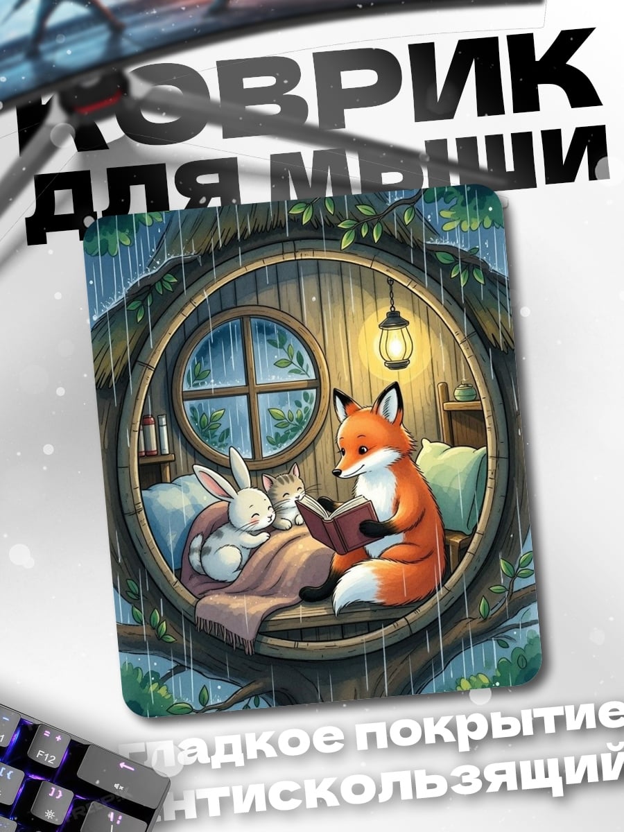 Коврик Лиса читает книгу