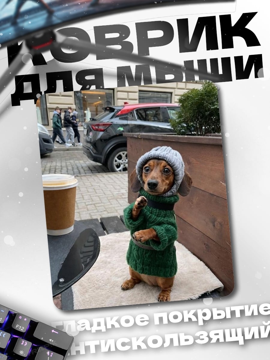 Коврик Такса в свитере