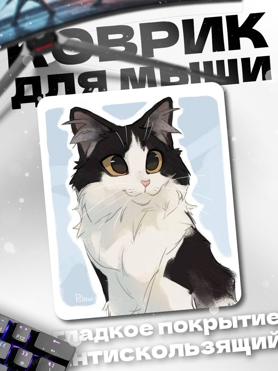 Коврик Черно-белый кот