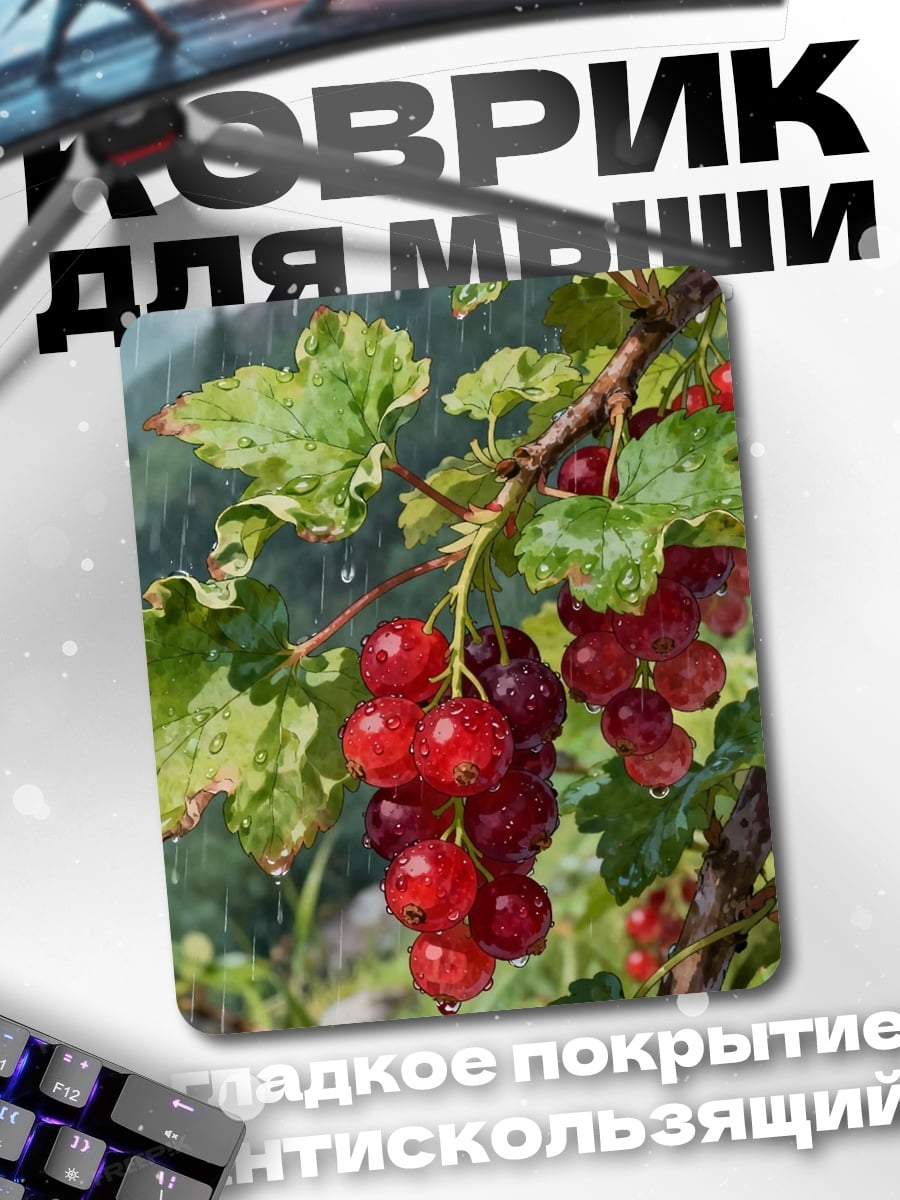 Коврик Красная смородина под дождем