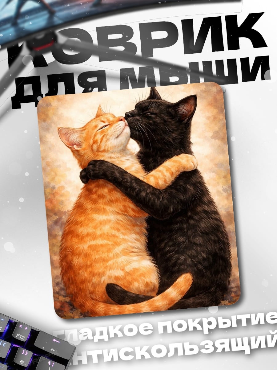 Коврик Два кота обнимаются