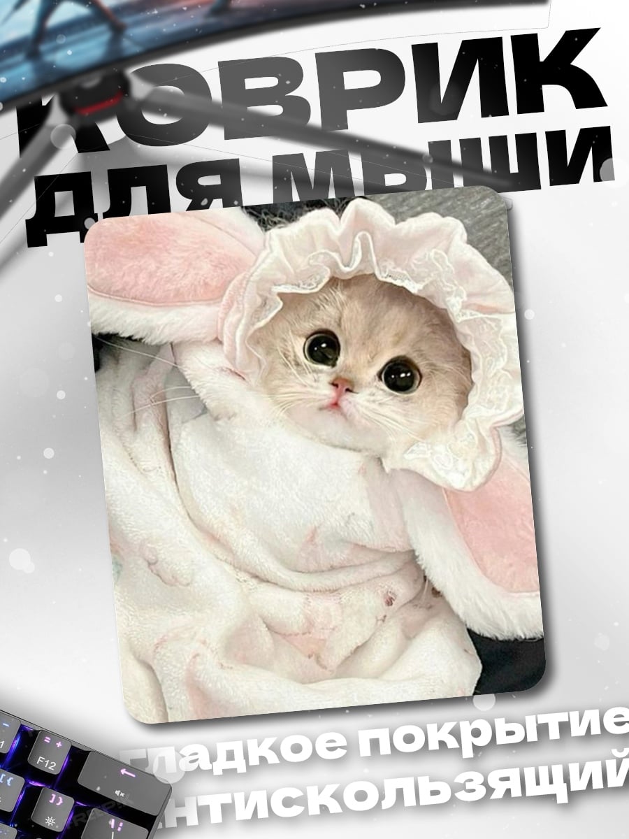 Коврик Котенок в костюме зайца