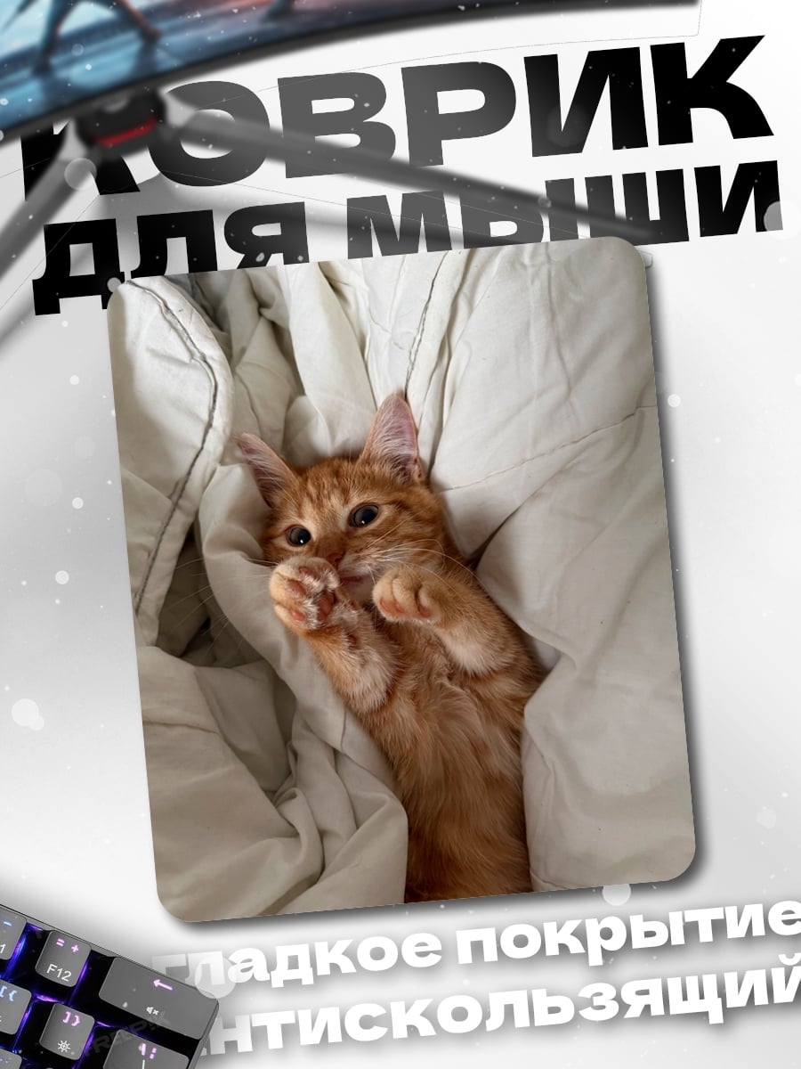 Коврик Рыжий кот в одеяле