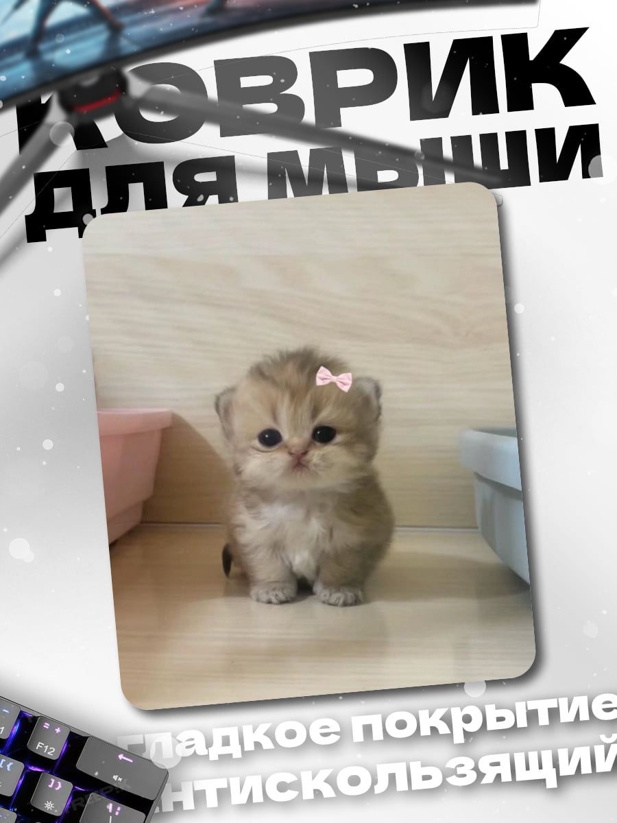 Коврик Милый котенок с бантиком