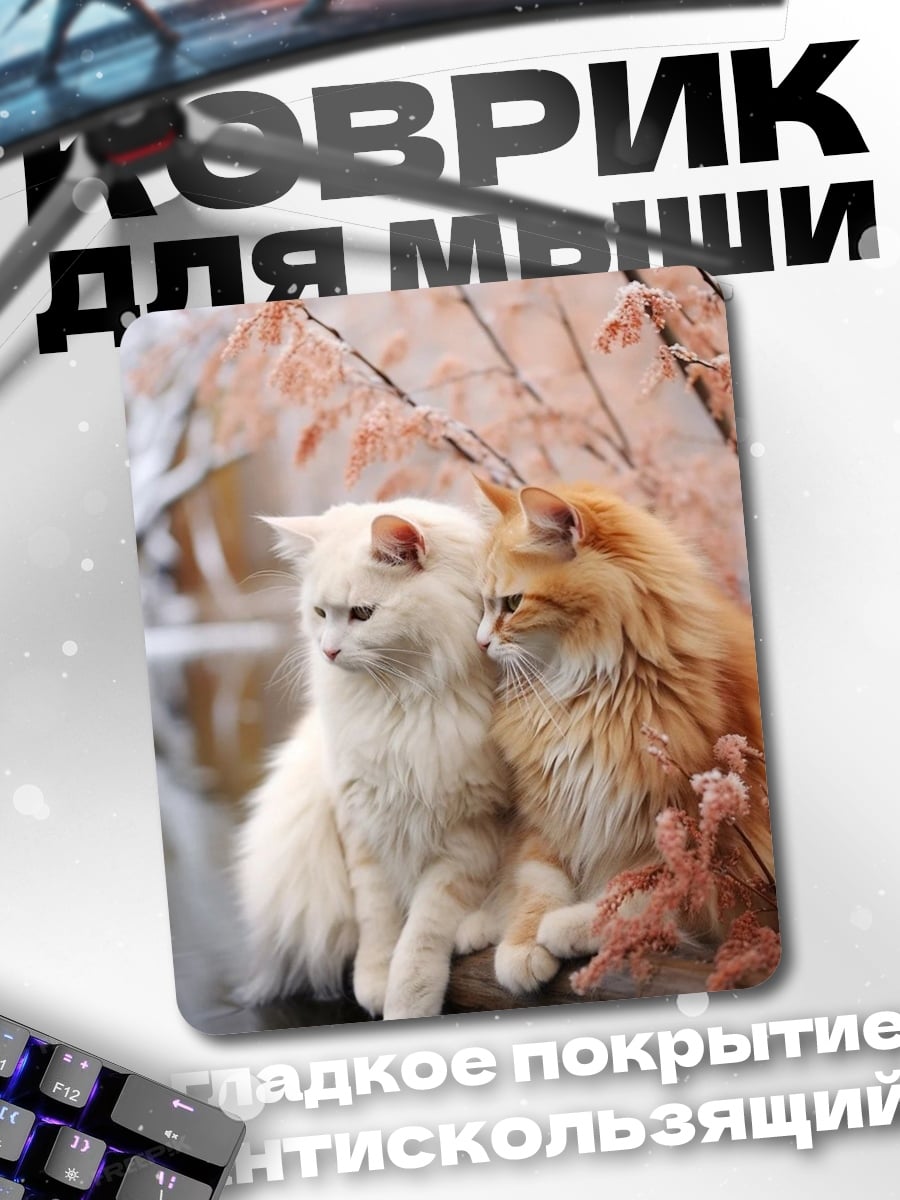 Коврик Два пушистых кота
