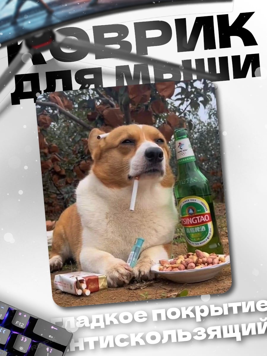 Коврик Корги с пивом