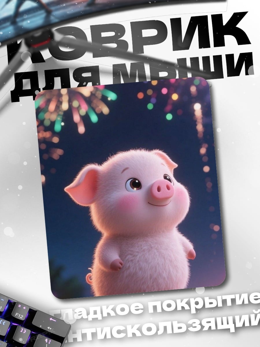 Коврик Милый поросенок фейерверк