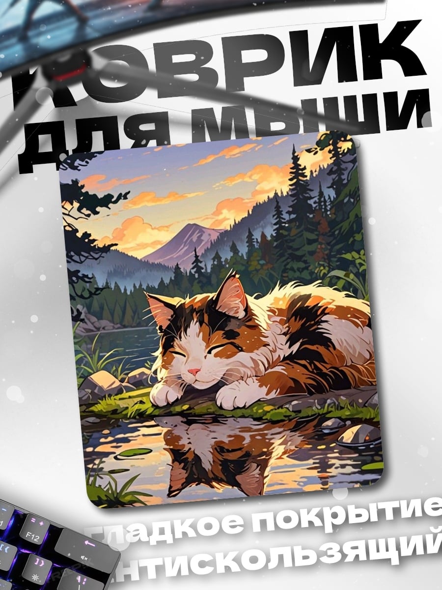 Коврик Спящий кот на берегу