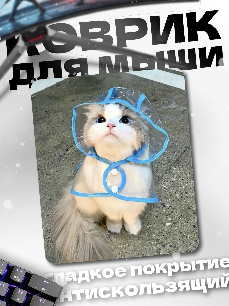 Коврик Кот в дождевике
