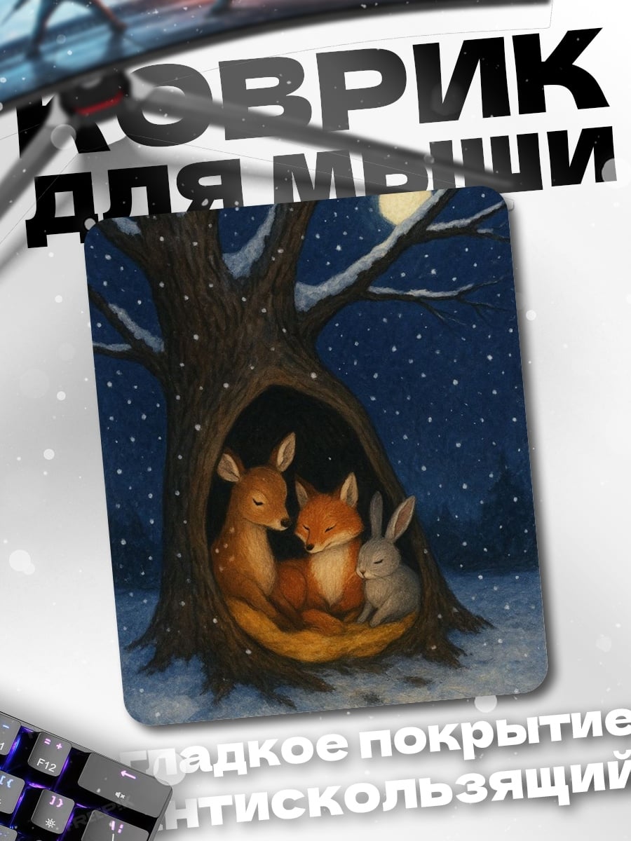 Коврик Зимняя сказка в лесу