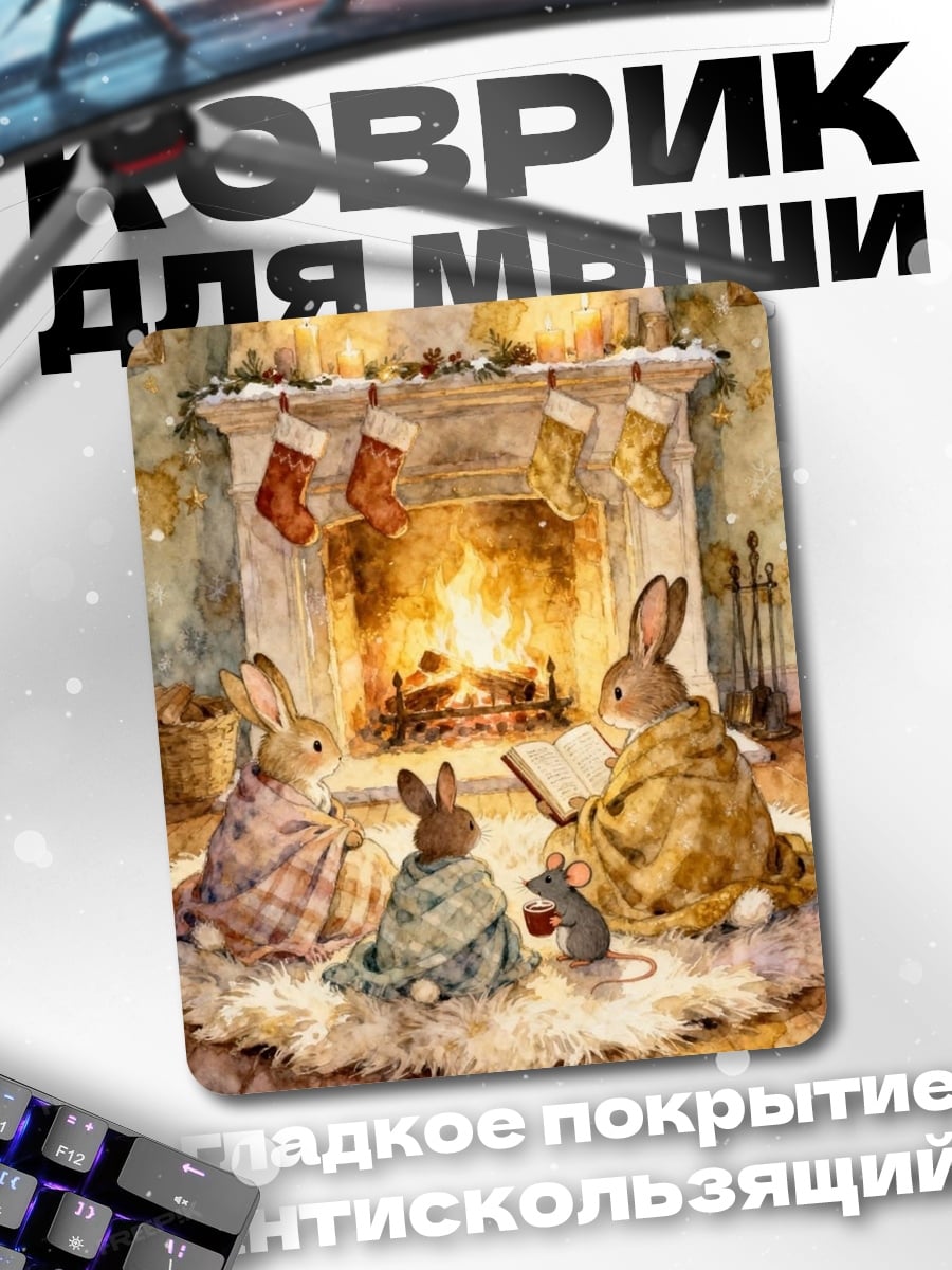 Коврик Зайцы у камина