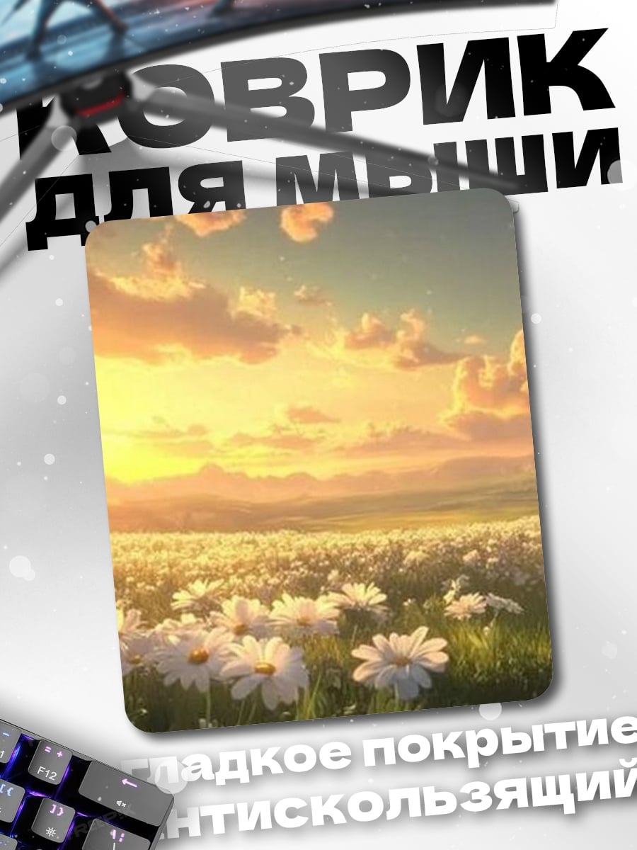 Коврик Поле ромашек на закате