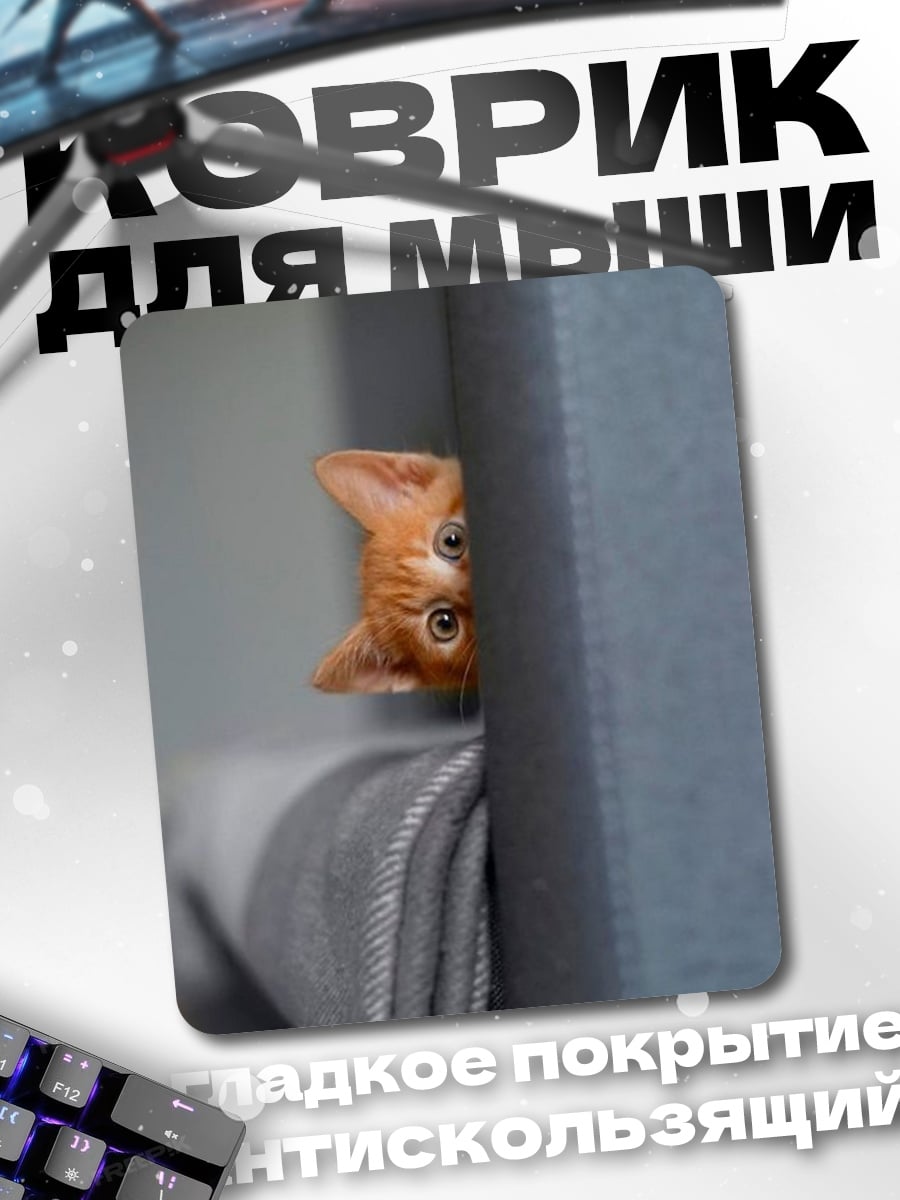Коврик Рыжий котенок выглядывает