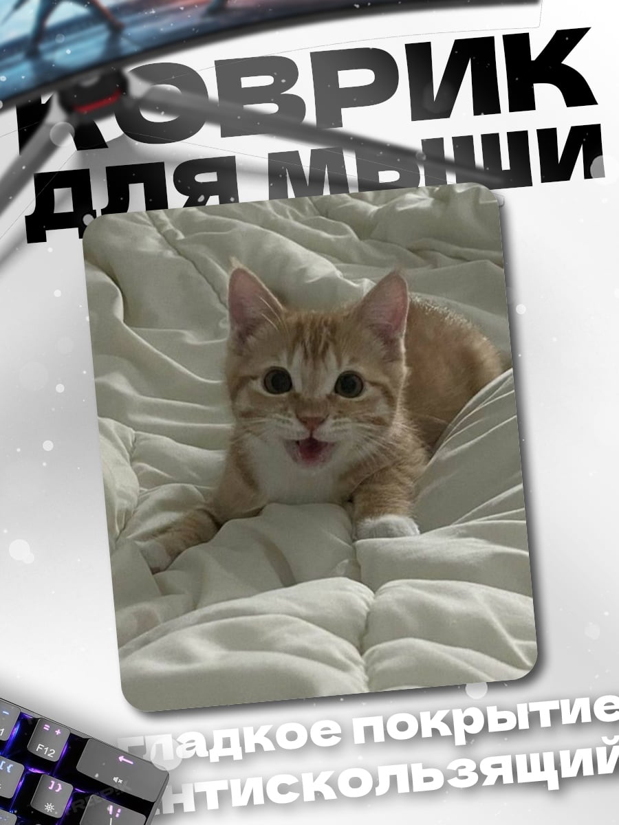 Коврик Рыжий котенок на кровати