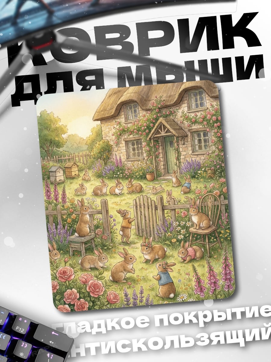 Коврик Зайчики у домика