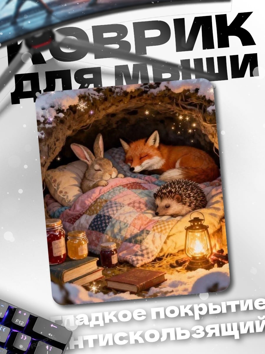 Коврик Зимняя нора с животными