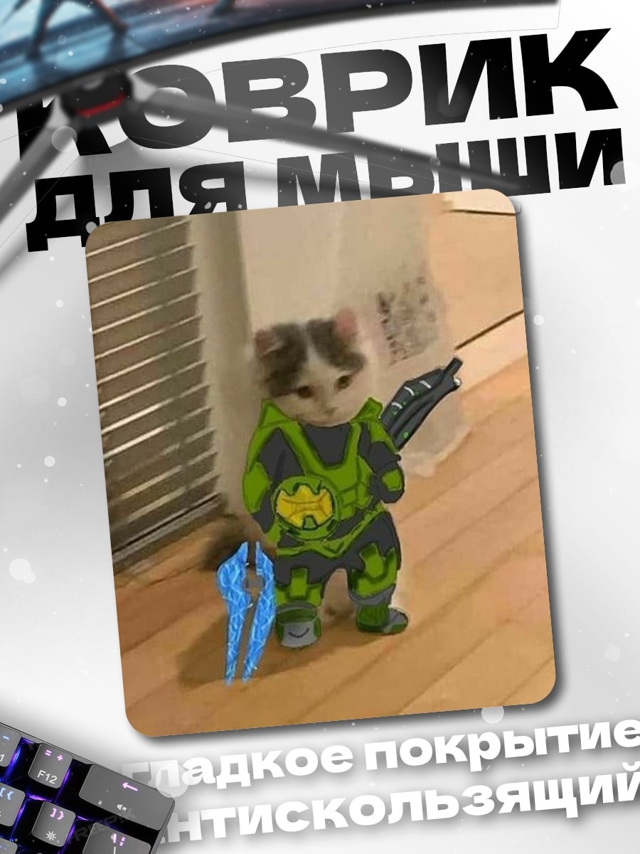 Коврик котенок в броне