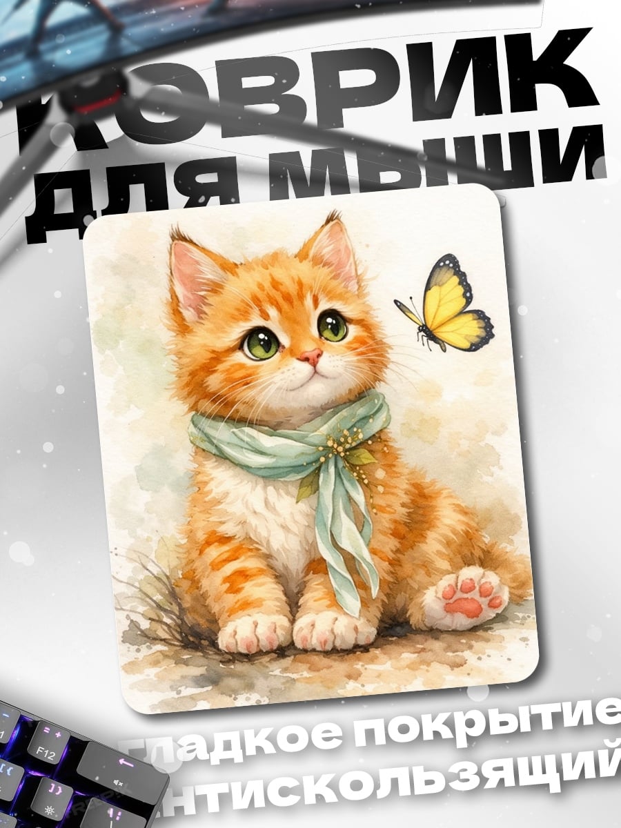 Коврик Котёнок и бабочка