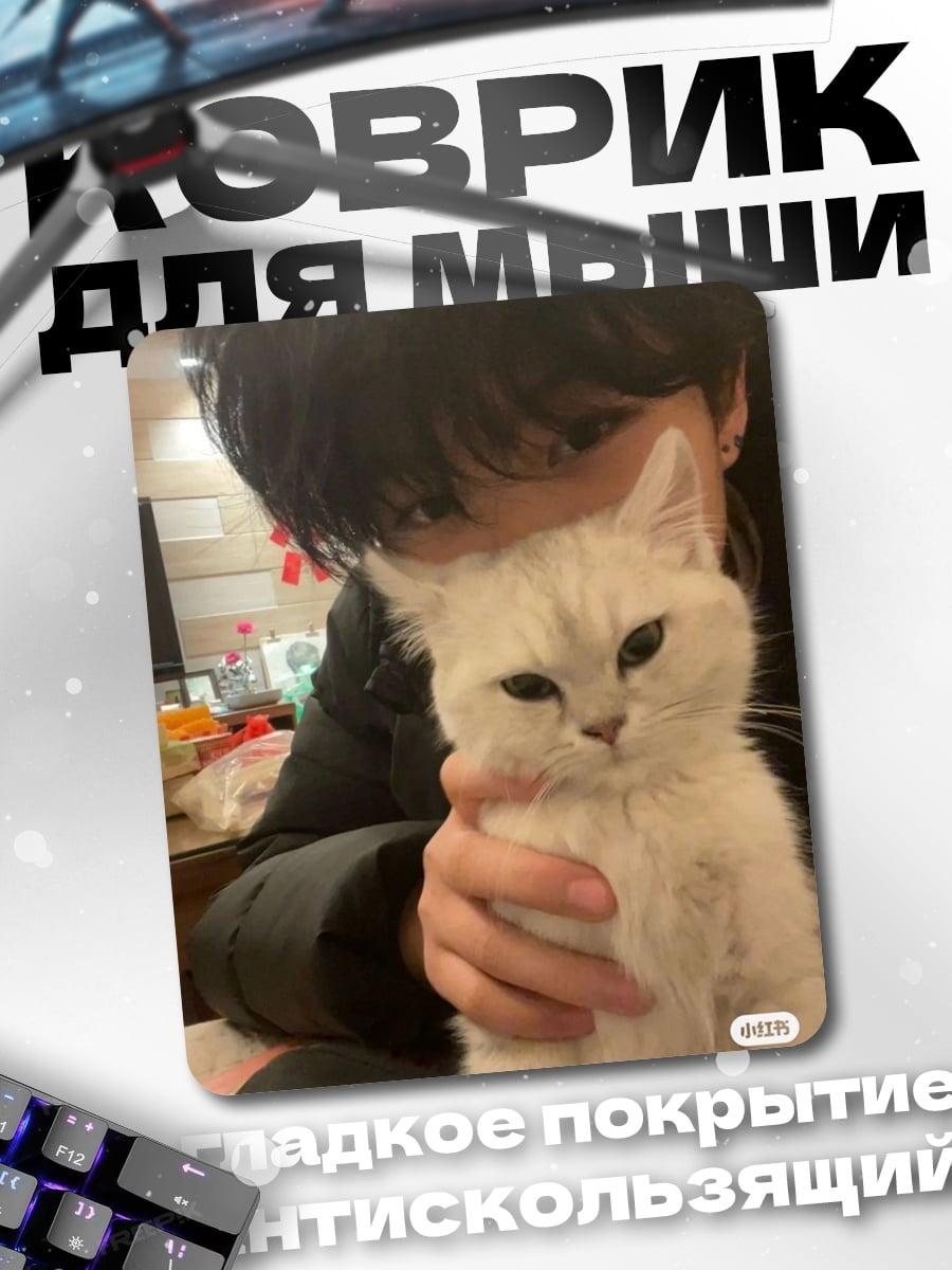 Коврик Парень с котом