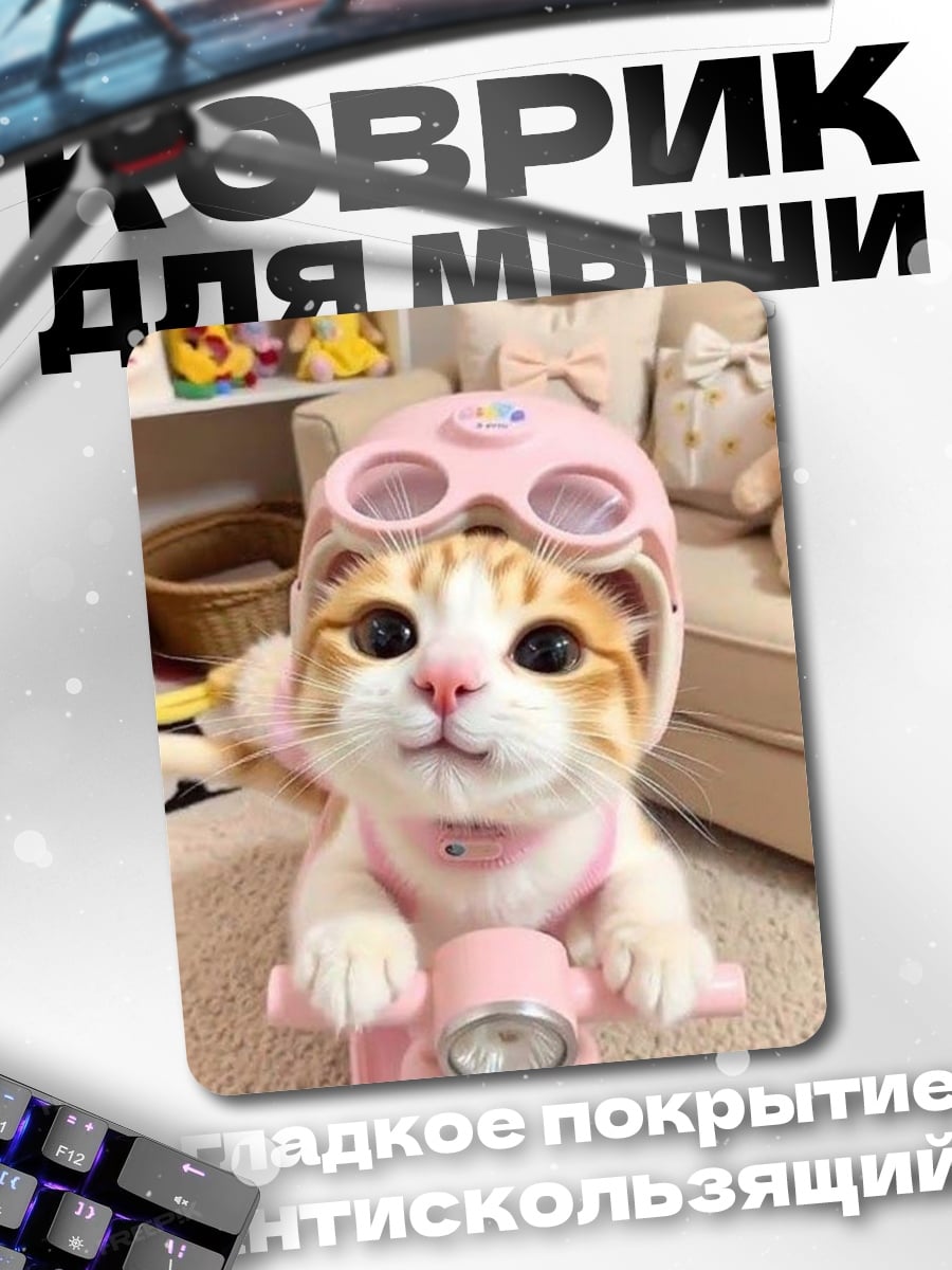 Коврик Кот на скутере