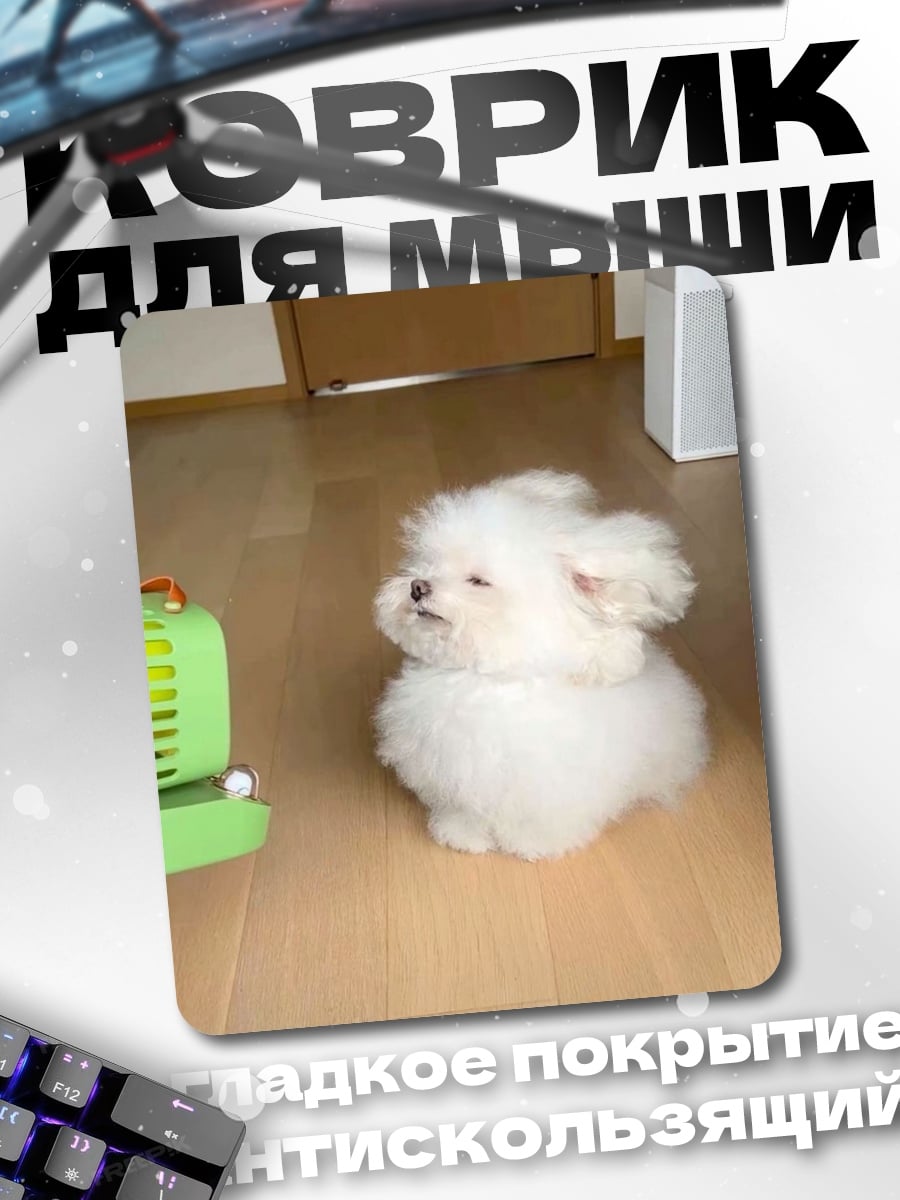 Коврик Пушистый белый пес