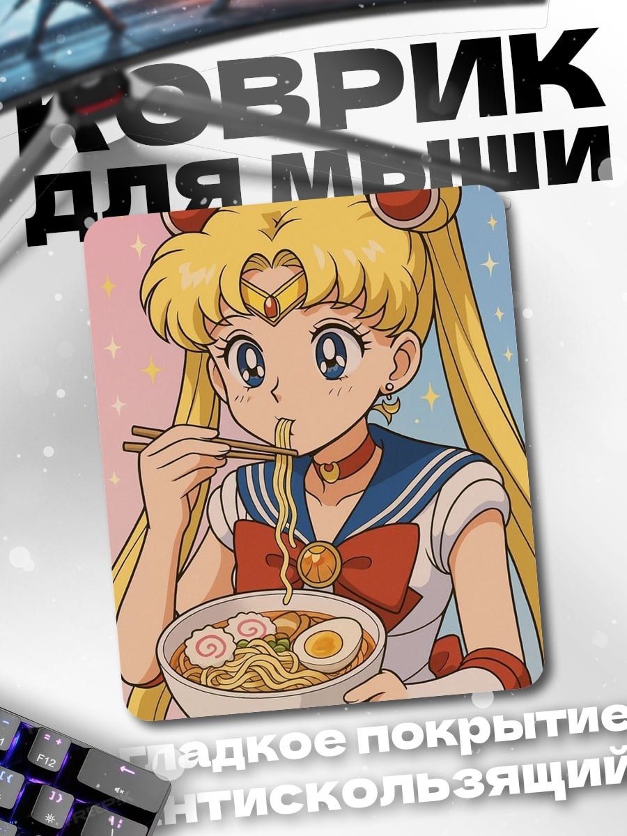Коврик Сейлор Мун ест рамен