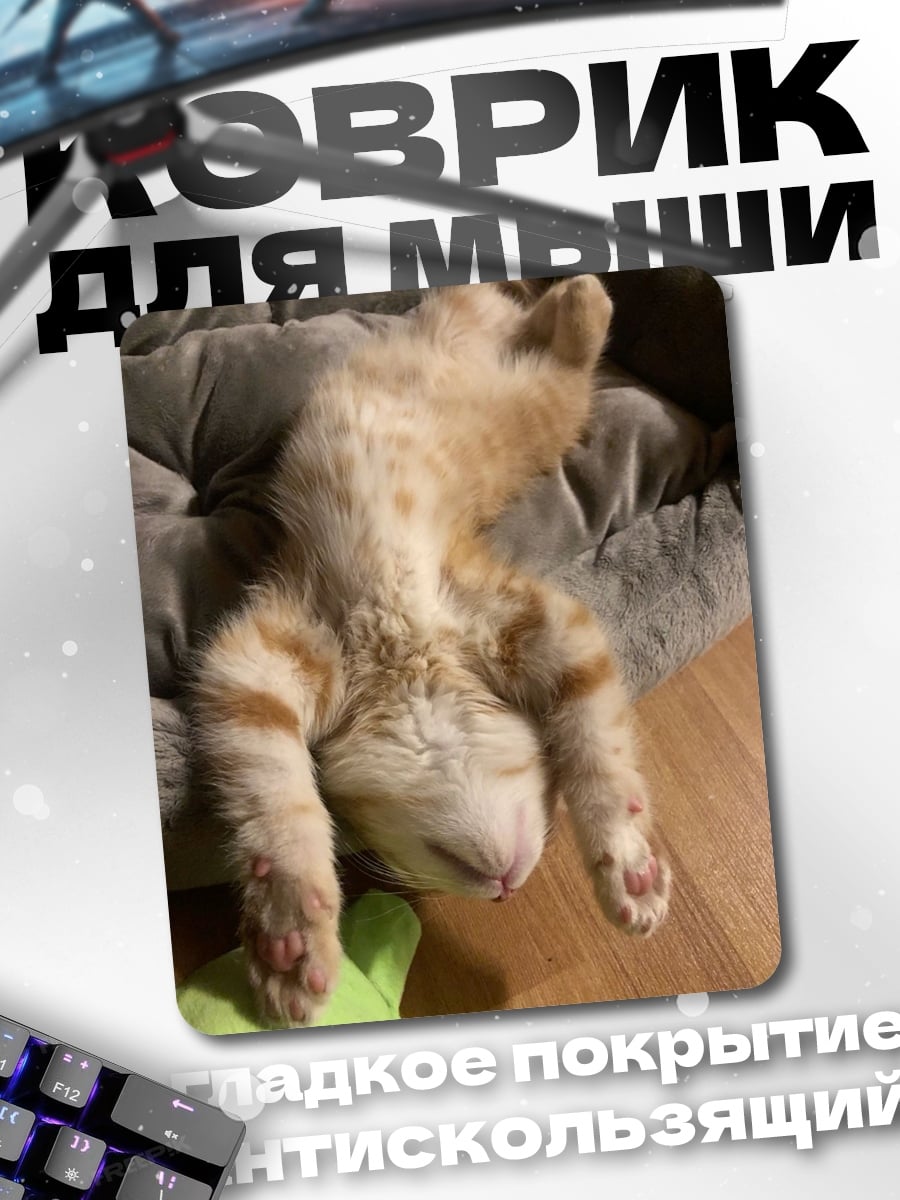 Коврик Спящий рыжий котенок