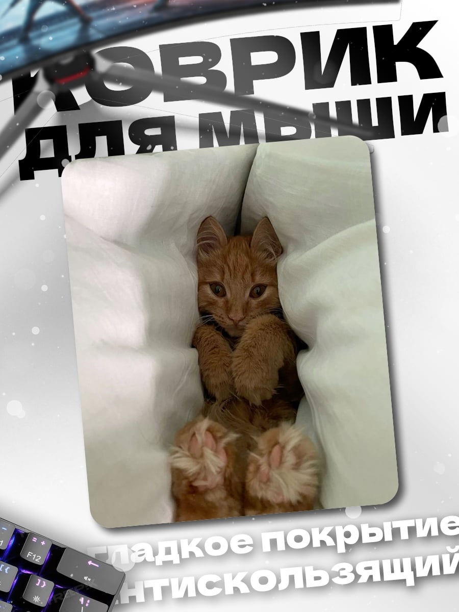 Коврик Рыжий котенок в подушках