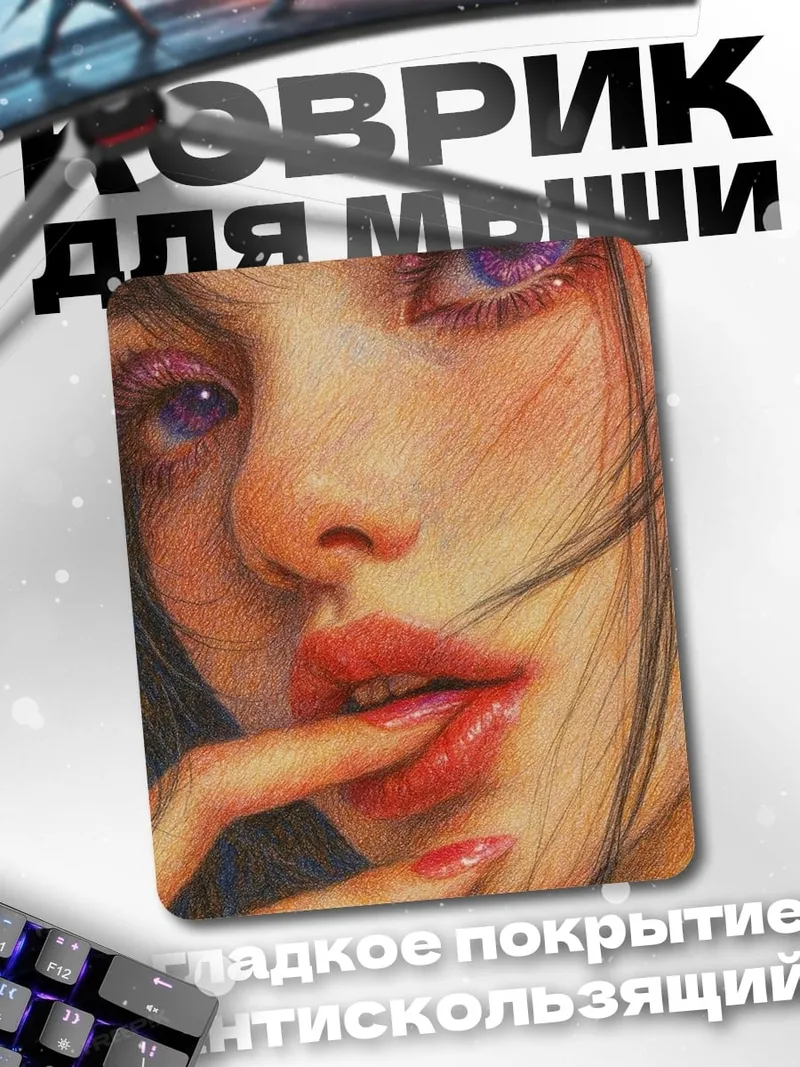 Коврик Девушка с фиолетовыми глазами