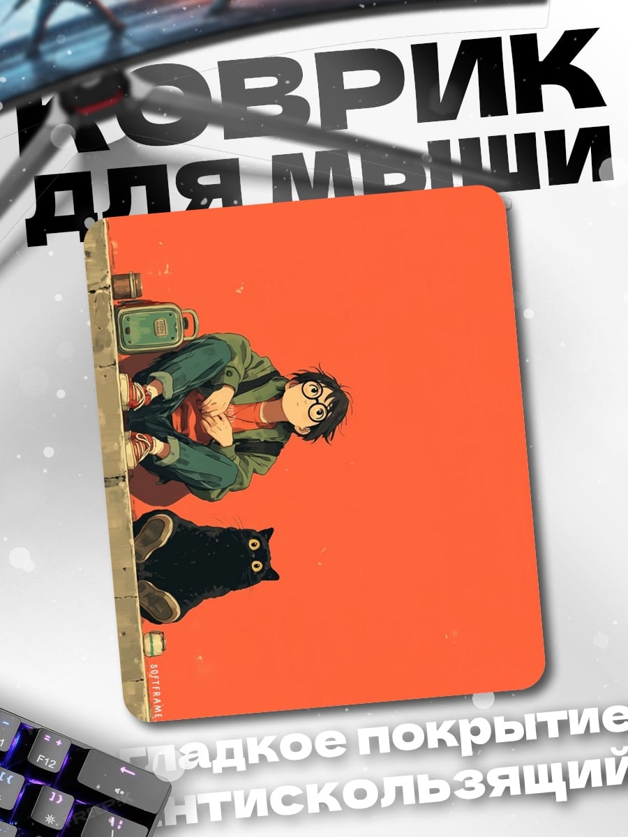 Коврик Гарри Поттер и кот