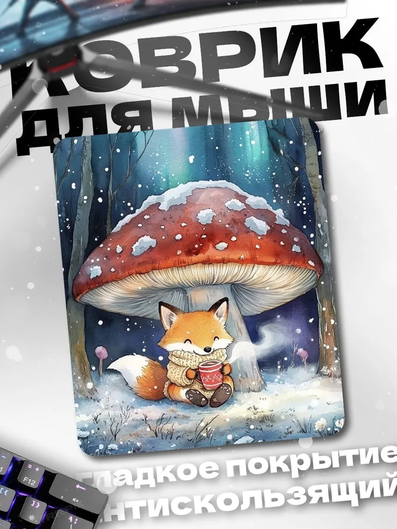 Коврик Лисенок под грибом