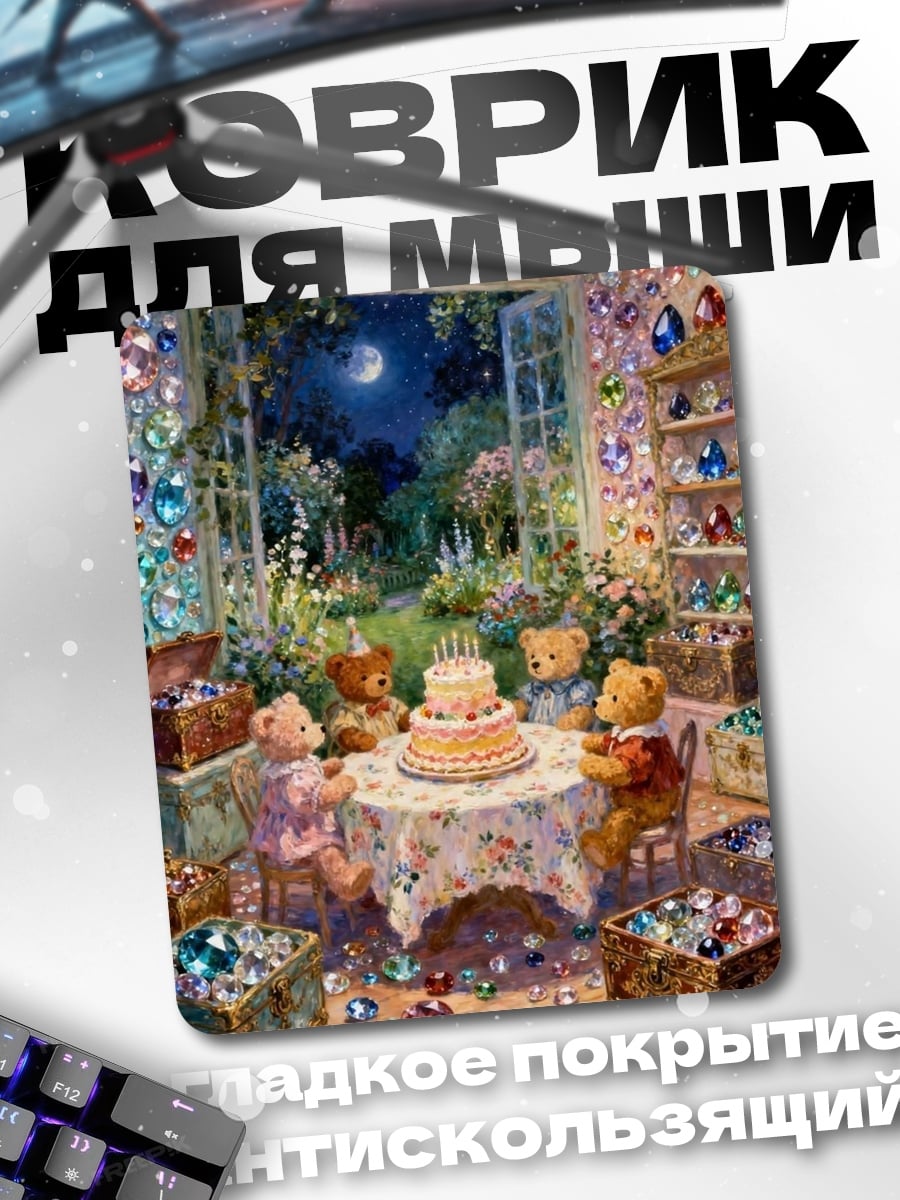 Коврик День рождения у мишек