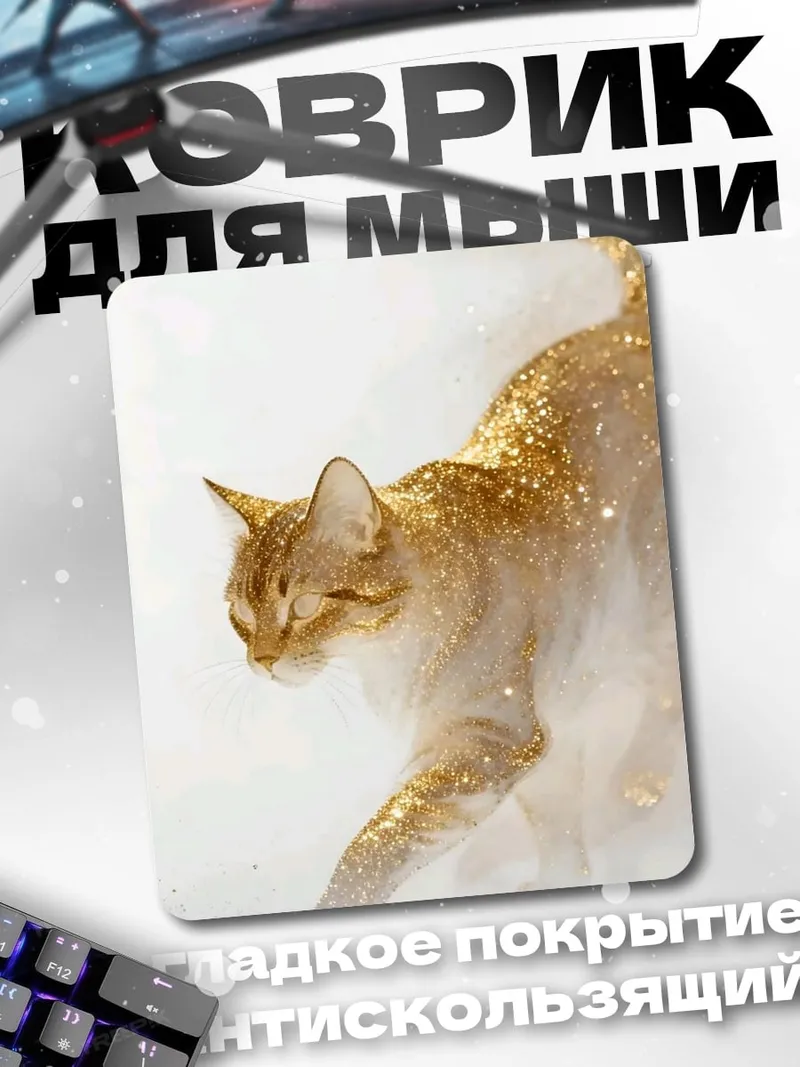 Коврик Золотой кот в снегу