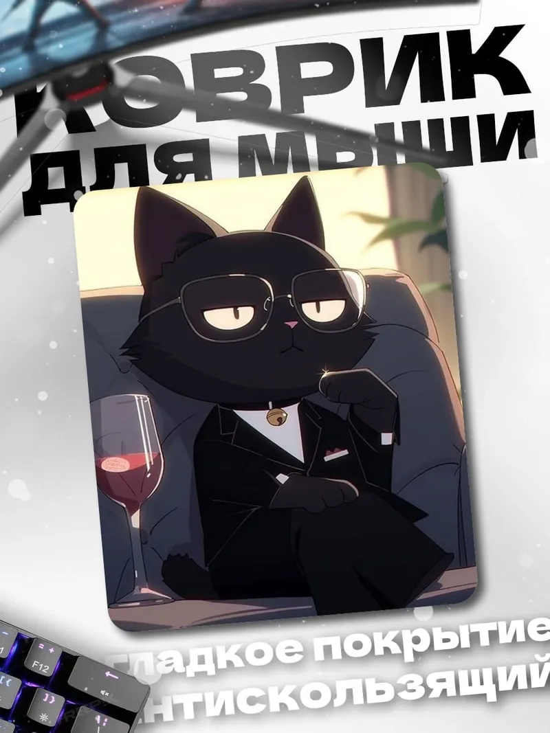 Коврик Черный кот в костюме