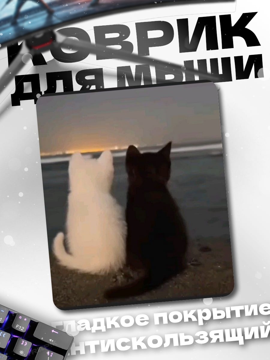 Коврик Два кота ночь