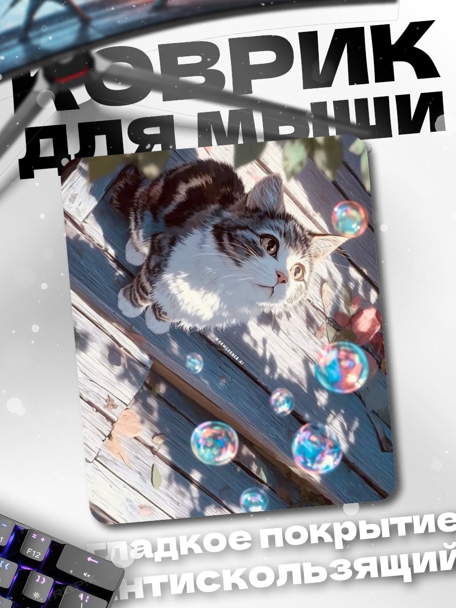 Коврик Кот и мыльные пузыри