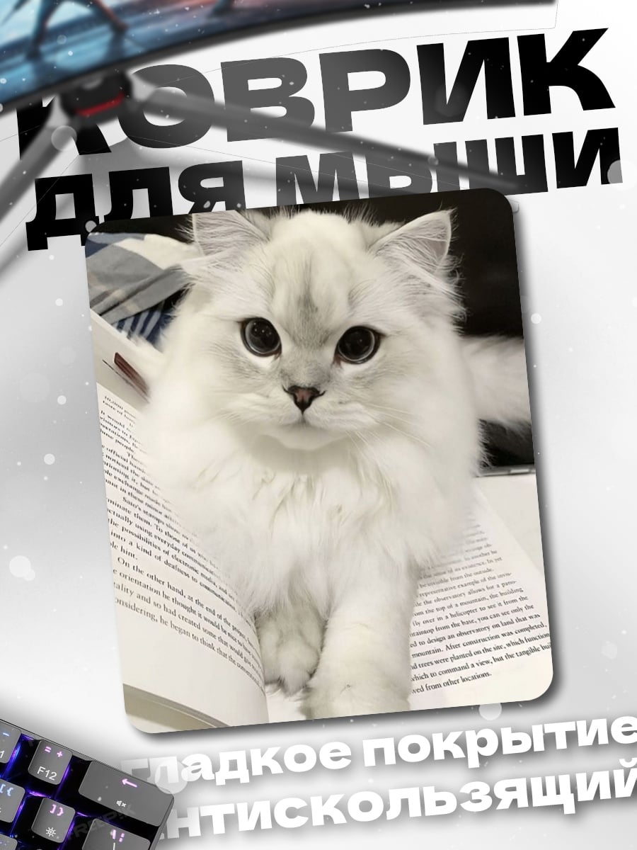 Коврик Белый пушистый кот